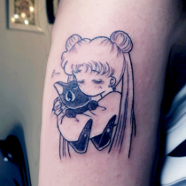 Tattoo stickers waterproof female durable dark dark girl warrior and cat cute black and white tattoo stickers childrens net red