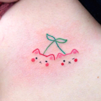 Cherry tattoo stickers female waterproof durable hipster Hyuna with ins style tattoo color cartoon stickers paper Net Red