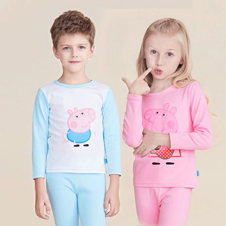 小猪佩奇儿童内衣套装男童纯棉秋衣秋裤中大童