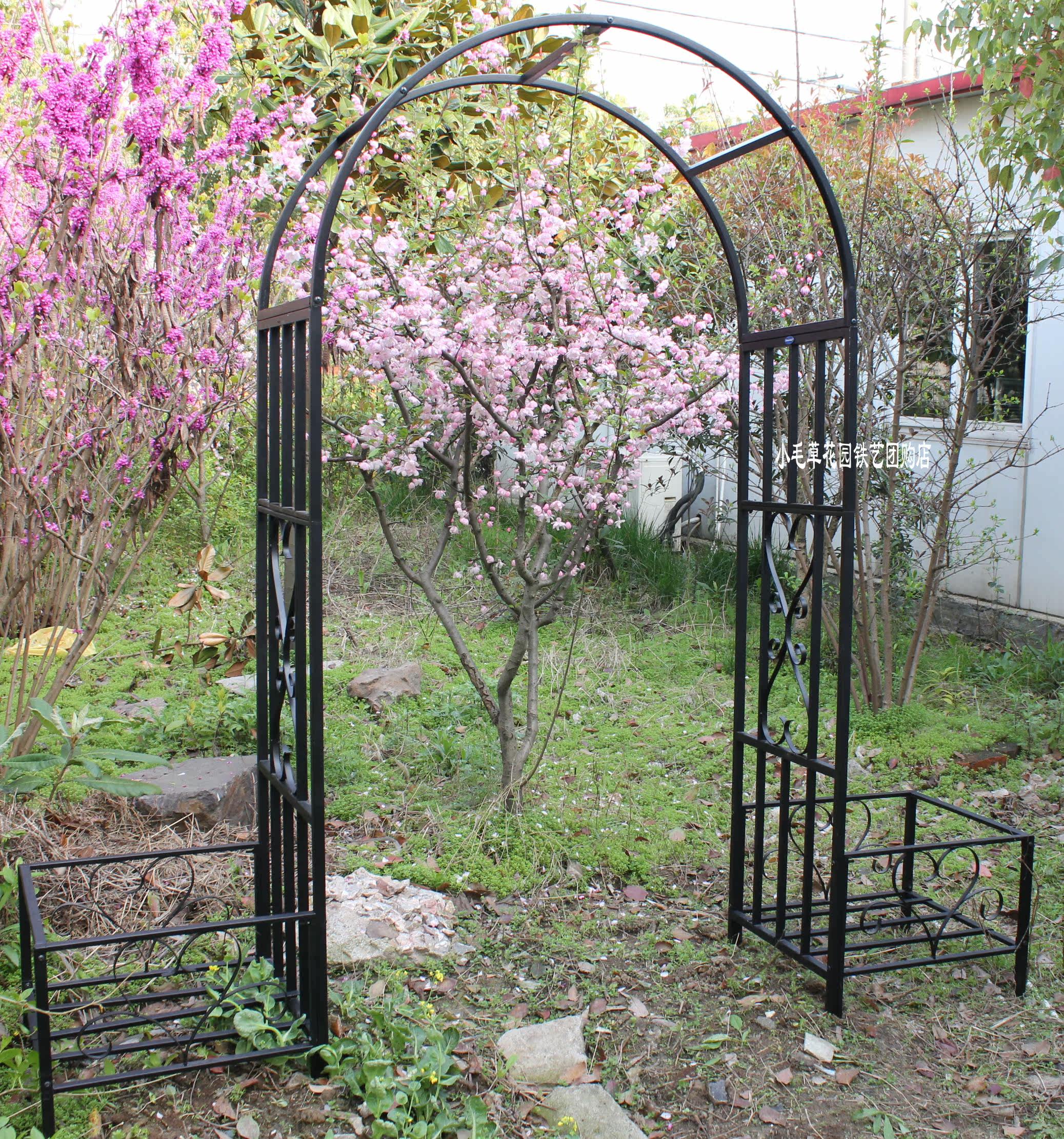 小毛草的花园 花棚架铁艺鲜花拱门带花盆底座藤本月季爬藤架
