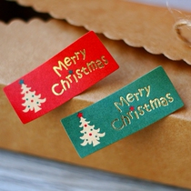 Christmas tree red and green bronzing sealing stickers Gift stickers Decorative stickers DIY packaging stickers Baking packaging sealing stickers