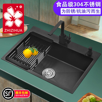 Black nano stainless steel kitchen package wash basin sink sink sink table bottom basin thickened hand sink single tank