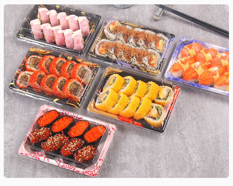 5号印花寿司盒 印花彩色寿司盒 打包盒 寿司包装盒 一次性寿司盒