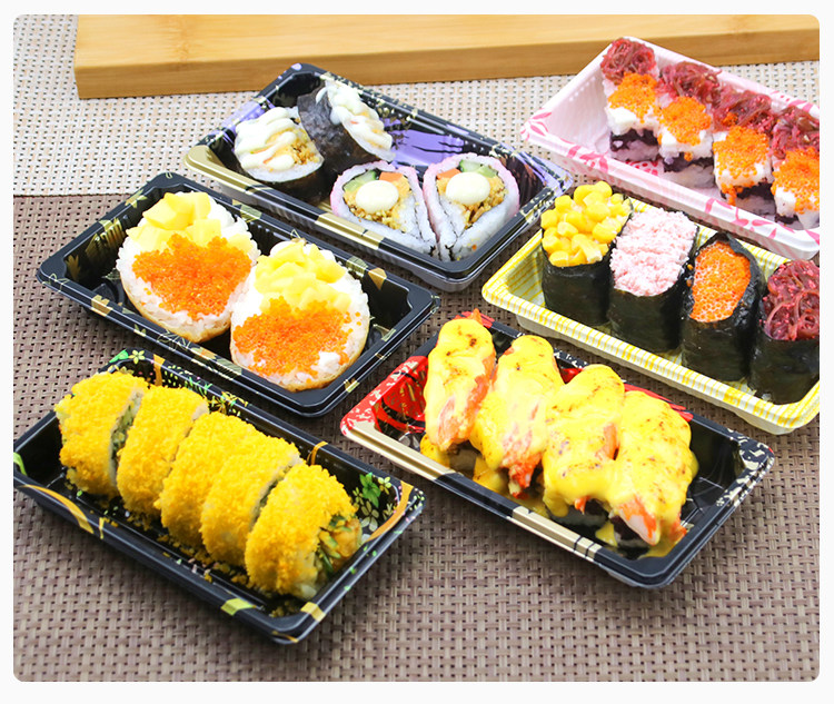 1号印花寿司盒 彩色寿司盒 打包盒 寿司包装盒 一次性寿司盒