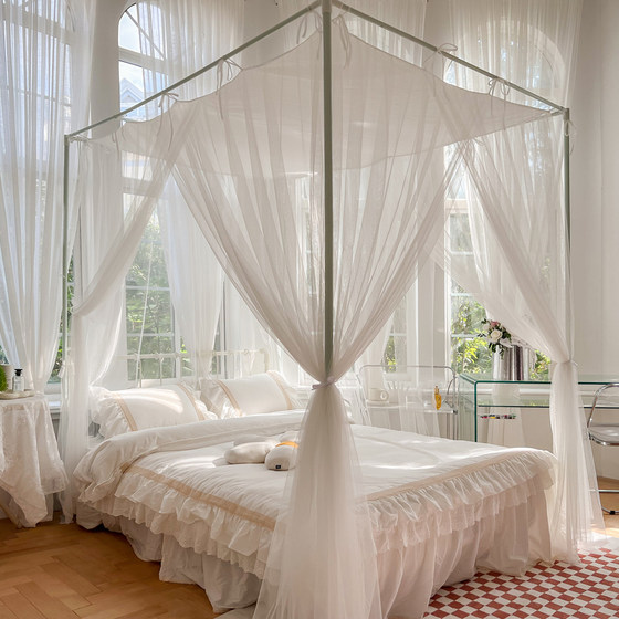 Custom-made single door three-door palace mosquito net French simple rope-proof dust-mounted high paint bracket Custom-made single door three-door palace mosquito net French simple rope-proof dust-mounted high paint bracket