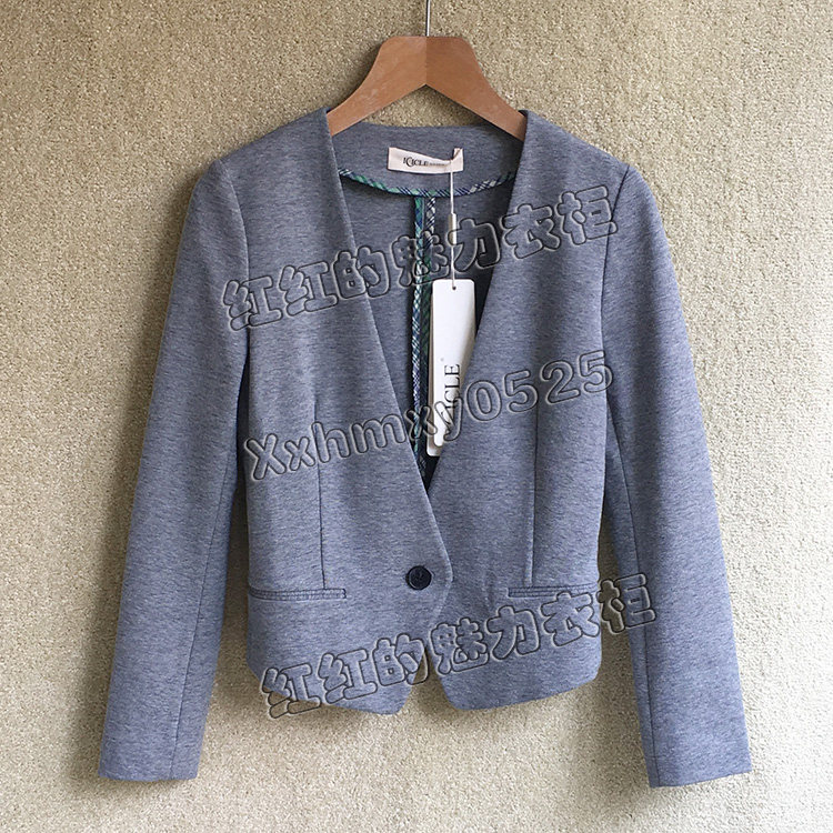 icicle芝禾专柜正品之禾带购棉混纺罗马布v领短外套原2596元