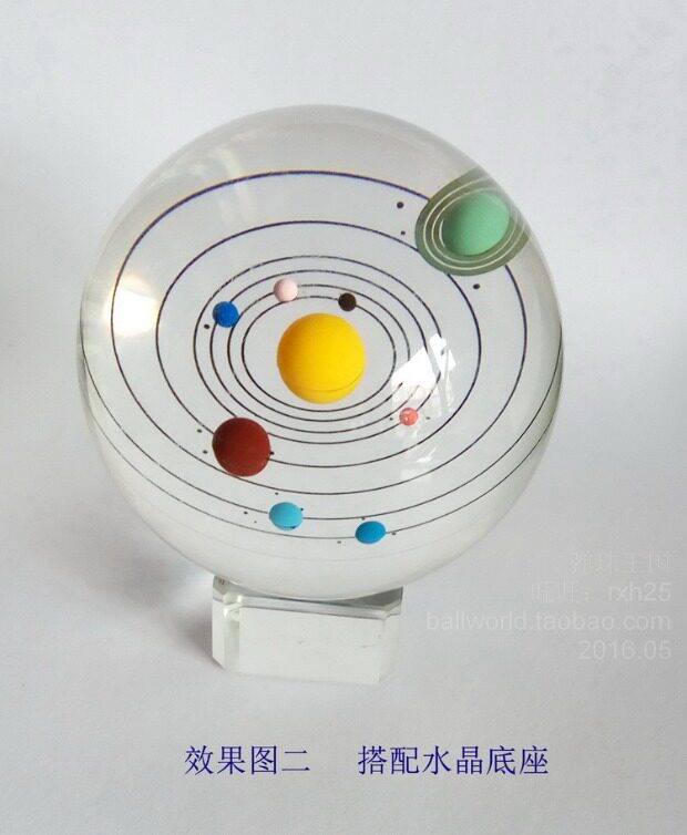 星系立体模型3d太阳系水晶球创意水晶工艺品新奇礼物水晶饰品_双氙