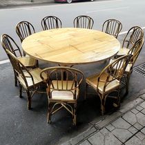 Chinese folk restaurant dining chairs round bamboo table and chair combination pastoral bamboo dining table country courtyard ancient town scenic spot