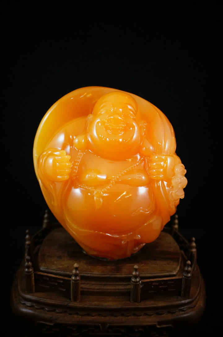 【月石坊】台湾回流 印尼 (金田黄弥勒佛)把件 印章 假一罚十