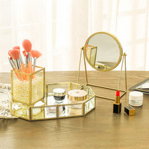 Desktop cosmetics storage box dressing table skin care product box dressing table makeup tray makeup brush tube mirror