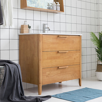 Day-style log Nordic minimalist style solid oak baths bathroom cabinet terrace washstand Wash Bench Suspended