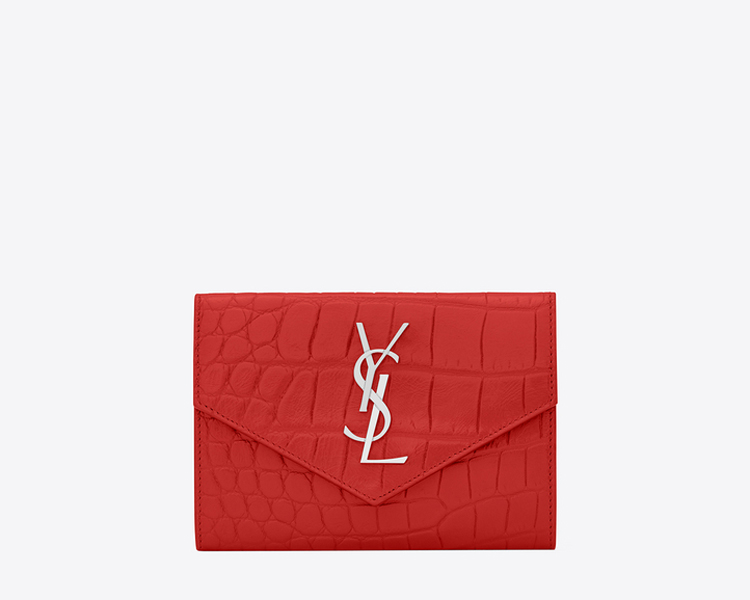 巴黎世家倫敦地址 GIGIS 倫敦專櫃正品Yves saint Laurent 鱷魚壓紋皮革短款錢包 巴黎世家包