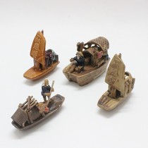 New product rockery bonsai fish tank fleshy decoration Ceramic boat Wu tent boat sail boat character decoration micro-landscape small ornaments