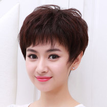 Wig female short hair full headgear short curly hair real hair middle-aged and elderly hairstyle internet celebrity natural hair mother hair set