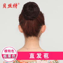 Wig womens hair bag meatball head real hair short curly hair flower bud drawstring buckle straight hair bract head shape hair circle head flower