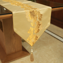 Auspicious flower embroidery table flag modern simple coffee table European high-end luxury TV cabinet fabric table bed flag American