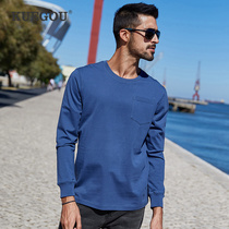 Special price] Mens long sleeve T-shirt male spring new casual round collar pure color slapped bottom shirt pure cotton clothes 88036