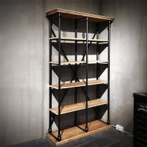 Iron Art solid wood shelf floor milk tea shop bookshelf living room study office storage rack industrial air shelf