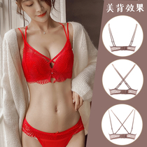In this life the women's big size folder in the clothing suit gathers in the steel-free bra sexy papyramid red marriage