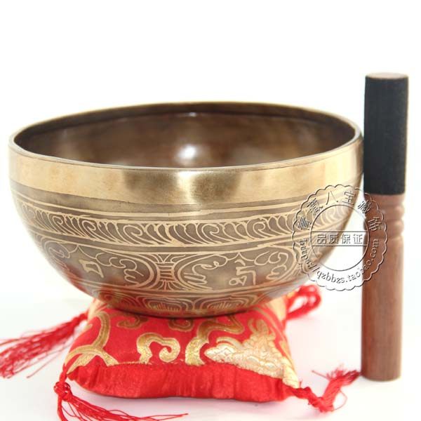 包邮尼泊尔进口纯手工 六字真言佛音碗 唱音碗 梵音钵22cm 送垫子