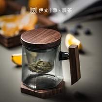 Iwen Ceramic Glass Tea Cup Office Mens Large Capacity Heat Resistant Water Cup Tea Water Separation Cup Solar Tea Cup