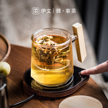 Filter tea cup heat-resistant glass cup Home office tea cup thermostatic water cup tea water separation heating mug