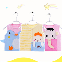 Baby vest spring and autumn thickened baby winter pure cotton warm female padded waistband 0-1 years old male newborn vest