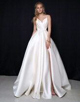 Sanskina fairy clothes main wedding dress Summer Mori department satin temperament ultra fairy Princess Bride dream French style minimalist light yarn