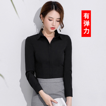 2021 new black anti-light slim-fit work clothes occupation long-sleeved office workers chiffon white shirt top women