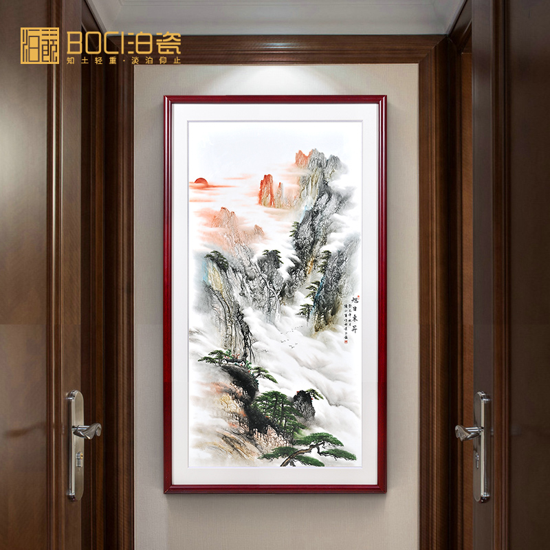 Jingdezhen ceramic hand - made modern famous porcelain plate painting the sunrise home sitting room decorates porch mural furnishing articles