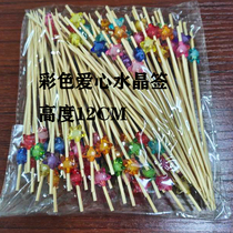 Disposable fruit stick bamboo stick cute creative decoration pick long toothpick art fruit insert love series fruit sign