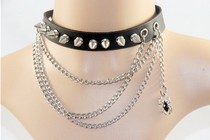 New spike Spider chain leather punk neck strap rock style cyberpunk collar