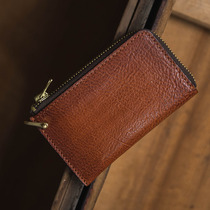 Niujia handmade first layer cowhide key bag card bag leather mens bag female tide brand multi-function large-capacity bag