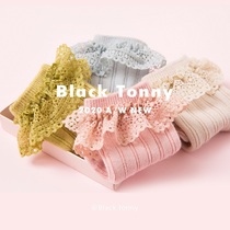 Small Black Tox Intimacy Baby Socks Autumn Winter Girl Lace Socks Midbarrel Socks Small Black Toni Pure Cotton Children Socks 1-12 years old