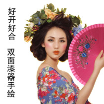 Double-sided hand-painted folding fan dance fan Spanish fan Jazz dance fan Easy to open and close Good to open and close square dance manual