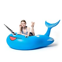 Environmental protection thickened inflatable blue whale Inflatable shark mount Big whale Inflatable narwhal floating row floating bed swimming ring