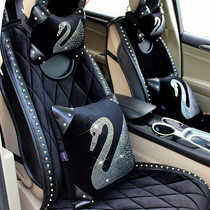 Swan inlaid Diamond car headrest neck pillow seat pillow car supplies cute car pillow car pillow car