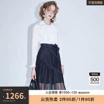 miss COCOON2021 Spring and Autumn new female black and white contrast color Hong Kong style retro long sleeve sexy black dress