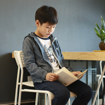 Boy Jacket Pure Cotton Washed Denim Cloth Children Dress Zipped with cap cardiovert jacket CUHK Early Spring Outerwear