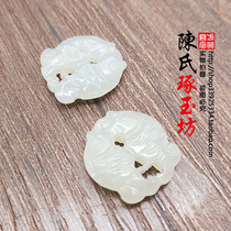 And Tian Yuqing white jade double fish jade small pendant DIY handmade accessories accessories year after year with fish Yupei earbuke pendant item