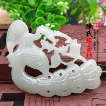 Hetian jade green white jade phoenix jade pendant neck ornaments