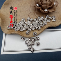 Tibetan silver flowers DIY handmade accessories Silver hand string bracelet necklace Bodhi turquoise with beads Small flower spacer