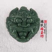 Natural Hetian jade belt buckle Jade beast head waist buckle belt exorcism ghost scalp buckle faucet mens waist belt