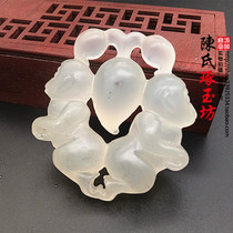 Natural Jade Monkey offering peach jade pendant Birthday Peach jade peach Jade neck ornaments zodiac monkey Jade Jade double-sided
