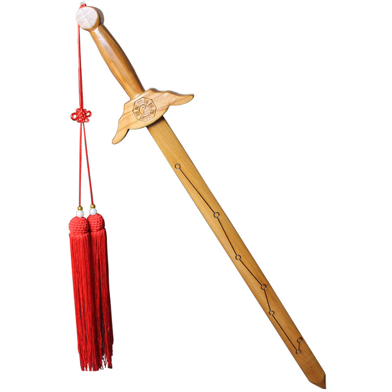 开光桃木剑道士剑做法事七星剑八卦剑道教用品木雕家居风水挂件_折222