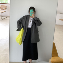 yesroom spring new Korean retro wide shoulder pad loose oversize Torre suit long coat