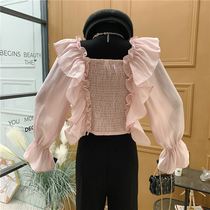 Sweet little fresh heavy industry diamond-encrusted sweater spring womens clothing net red Sen female tribe early spring 2021 new Korean version hundred