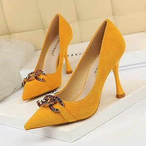 1917-1 han edition fashion sexy show thin banquet for women's shoes with high heels suede shallow mouth pointed met