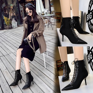 8788-3 European and American style restoring ancient ways with high heels with hollow out cross bind pointed a pedicure