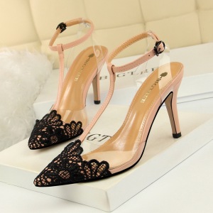 968-1 han edition style banquet transparent barefoot shoes high heel with lace pointed T with sandals, high heels